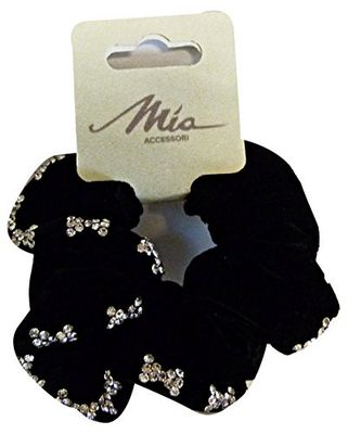 Glooke Selected Set 6 fermacoda f6863 Velluto Nero con Strass Prodotti per Capelli, Multicolore, Singolo