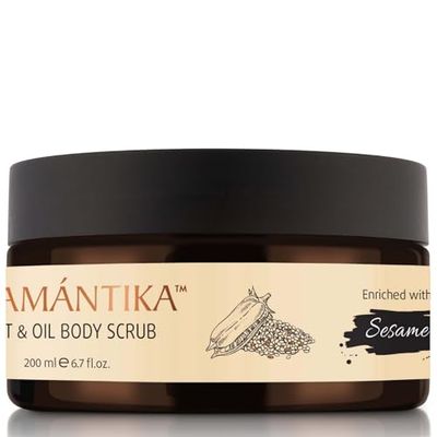 SEAMANTIKA - Exfoliating Body Scrub with Salt & Sesame Oil - Hydrating & Nourishing - Suitable for All Skin Types - Free from Parabens, Sulfates, Silicones, Mineral Oils - 200 ml