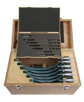 Mitutoyo 103-909 buitenmicrometerset met standaarden, ratelstop, 6-12" bereik, 0.0001" afstuderen (6-delige set)
