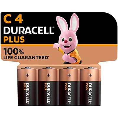 Duracell Plus C-batterijen (4 stuks) - 1,5V-alkaline batterijen - 100% levensduurgarantie - Betrouwbaar voor dagelijks gebruikte apparaten - 0% plastic verpakking - 10 jaar te bewaren - MN1400,