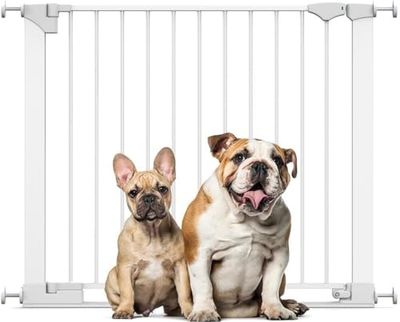 Bettacare SafeStep Dog Gate, White, 89cm - 96cm, Extra Low Walkthough, 74cm Extra Wide Doorway, One Piece Extra Wide Gate for Stairs, Hallways and Doors, Pet and Puppy, Easy Installation