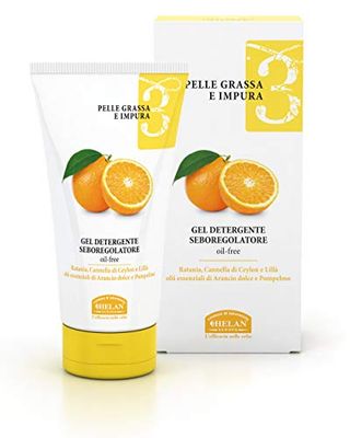 Helan, Linea Viso 3 - Gel Nettoyant Visage Peau Grasse, Idéal pour Soin Visage - Savon Liquide Régulateur de Sébum, Nettoyant Visage Astringent et Délicat - Soins pour le Visage, 150 ml, Made in Italy