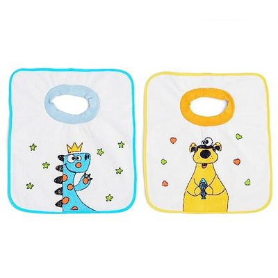 Ti TIN | Pack 2 Baberos Estampados con Badana Impermeable para Bebés de Más de 1 año | Cuello de Goma Elástica | Babero de Rizo con Toalla Forrado con Plásticos Transpirables