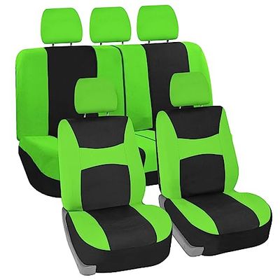 FH Group FB030GREEN115-SEAT Housses de siège Auto baquet universelles et Housses de Banquette Vertes adaptées à la Plupart des Voitures, VUS et camions (airbag Complet Compatible avec Banc divisé)