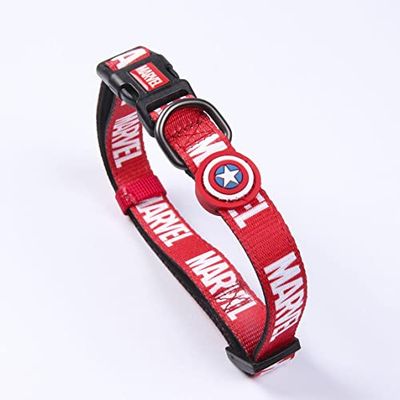 Cerdá - for Fan Pets - Hochwertiges Hundehalsband mit Marvel Motiven Bedruckt | Aus 100% Polyester hergestellt, Beständiger Stoff und Kleine Anhänger aus Metall - Offiziell Lizenziert von Marvel