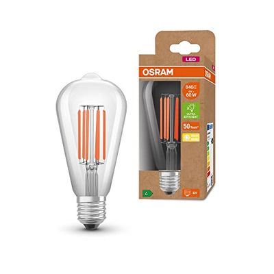 OSRAM LED Lampada a risparmio energetico, filamento Edison, E27, bianco caldo (3000K), 4 watt, sostituisce la lampadina da 60W, altamente efficiente e a risparmio energetico, confezione da 1