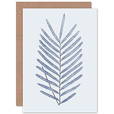 Wee Blue Coo Botanics Cobalt Fern Diversifolium Greeting Card With Envelope Inside Premium Quality
