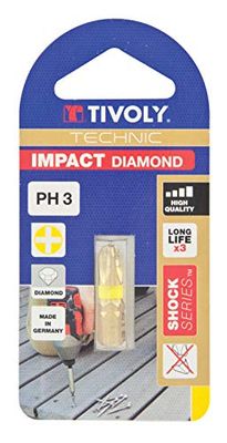 TIVOLY 11523320300 - Punte di avvitamento diamantate Impact Torsion per viti Philips Ph3