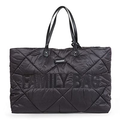 CHILDHOME, Family Bag, luiertas, reis-/weekendtas, Grote Inhoud, inclusief afneembaar tasje, gewatteerd zwart
