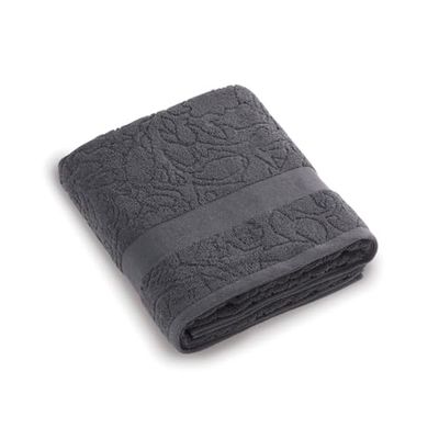 Pure Cotton - Serviette - Tissu Eponge en Coton Peigné - Doux au Toucher - Standard 100 par Oeko-TEX - Lavable à 40°C (100 x 150 cm, Gris Foncé)