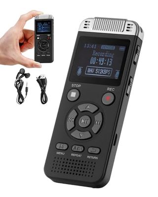 VEVOR Grabadora de Voz Digital 128 GB con Reproducción, Dispositivo de Grabación de Audio con Contraseña USB, 8730 Horas de Almacenamiento, 40 Horas de Grabación Continua para Conferencia, Reunión