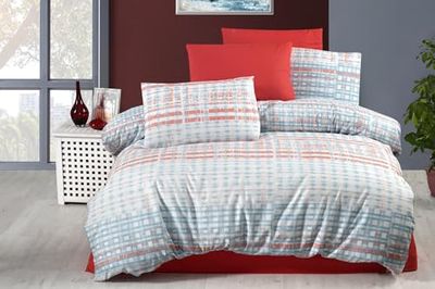 Nuit Des Rêves Set di copertine trapunta XXL (155 x 220 cm), 50% cotone, 50% poliestere, rosso/blu/bianco | Envelope & Button Closure | 127 thread Count, lavabile in lavatrice a 30 °C, Twin