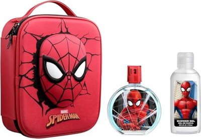 Marvel Spiderman Kids Perfume Gift Set, Includes Natural EDT Perfume Spray 100 ml, Zip Case & Shower Gel 100ml, Vegan, Dermatologically Tested & Travel Friendly, Best Gift for Kids, Ages 3+