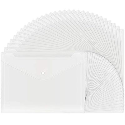 Lot de 30 enveloppes en plastique transparent réutilisable avec bouton-pression, lettre américaine, format A4