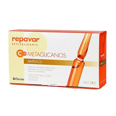 Repavar Revitalisant - Sérum à base de Métaglycanes Anti-Âge et Action Raffermissante - à la Vitamine C - Une Peau Plus Jeune, Raffermie et Éclatante - 30 ampoules de 1 ml