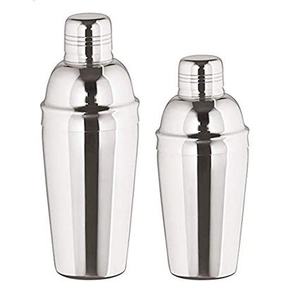 Cocktail Shaker 3-delig - roestvrij staal met zeef - 750 ml. - Hoogglans gepolijst