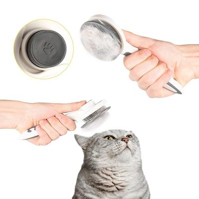 Animal House Zelfreinigende borstel voor katten en honden: verwijder haar met slechts één knop en houd je huisdier altijd glanzend (zelfreinigend, 1)