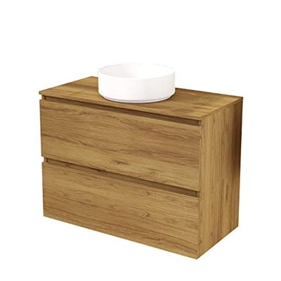 Baikal Mueble de Baño Deva. Mueble Suspendido en Pared Incluye Lavabo cerámico. Disponible en Fondo 39cm y 46cm. Mueble MONTADO.