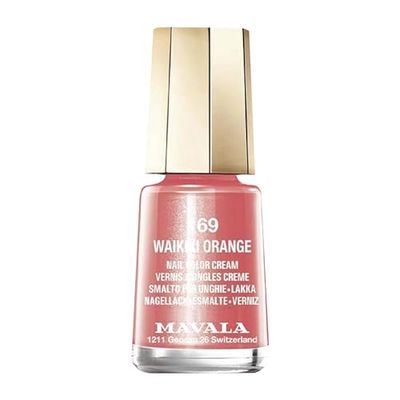 MAVALA - Mini cores Waikiki Orange 169 5 ml, esmalte de unhas pequeno, cor coral laranja, minimiza a evaporação, formulado com ingredientes selecionados, prático para transportar
