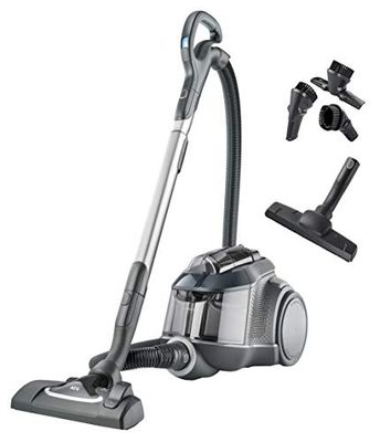 AEG LX9-3-STM Aspiradora de Trineo Sin Bolsa de Potencia, Gran Filtración, Fácil Vaciado, Radio de acción de 12m, 72dB de Ruido, Cepillo Suelos Duros, 650W,Depósito de 1.6L,Azul Metalizado