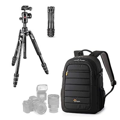 Manfrotto Befree Advanced kit Foto da Viaggio,Chiusura Gambe Twist, Alluminio, Testa a Sfera e Zaino Lowepro Tahoe 150, DSLR con Lente Montata, CSC, Mirrorless, 10" Tablet, Accessori Camera