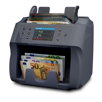 Detectalia V500 - Contadora de billetes con función de valor para billetes mixtos de 5 divisas EUR, GBP, USD, CAD, MXN - 2 Sensores CIS y reconocimiento de números de serie
