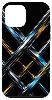 Geometric Grid Pattern with Blue and Yellow Lines Case for iPhone 12 mini