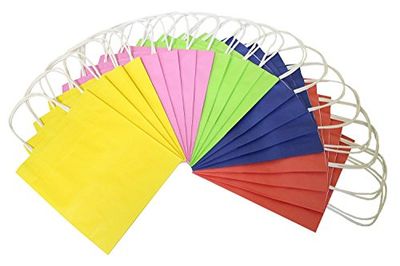 folia 21809 Papieren zakjes van kraftpapier, cadeauzakjes, 20 stuks, 18 x 8 x 21 cm, gesorteerd op kleur - om te knutselen, te versieren en cadeau te geven