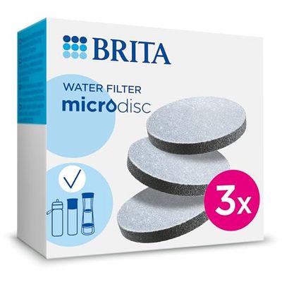 BRITA MicroDisc (pack de 3) Discos de filtro de substituição para garrafas de filtro de água BRITA - filtração instantânea de água reduzindo PFAS, cloro, micropartículas e outras impurezas
