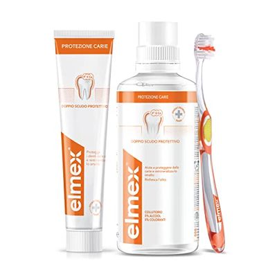 elmex Special Pack Protezione Carie, contiene il dentifricio 75ml, il collutorio 400ml e spazzolino | protegge i denti dalla carie | efficacia clinicamente provata