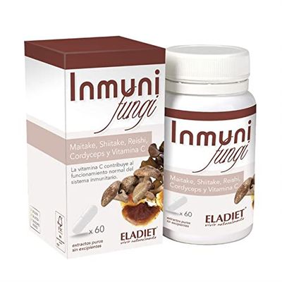 Eladiet Inmuni Fungi - 60 Cápsulas - Elaborado a Base de Reishi y Shiitake - Con Vitamina C - Ayuda a Reforzar el Sistema Inmunitario - Acelera la Recuperación y Reduce la Fatiga