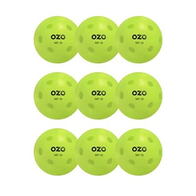 OZO Pickleball MP-26 - Set di 9 palline da interni, 26 fori, stampo rotante