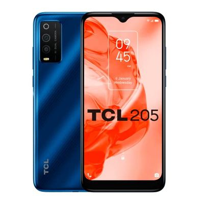 TCL 205 32GB - Smartphone de 6.22" HD+ (Spreadtrum SC9863A, 2GB/32GB Ampliable MicroSD, Dual SIM, Cámaras 13MP+2MP+5MP, Batería 4000mAh, Android 11) Azul