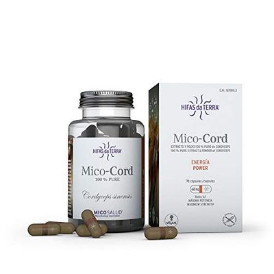 Hifas da Terra Mico Cord Cordyceps Sinensis HdT, Suplemento de Hierbas - 70 Cápsulas, 70 unidad, 70