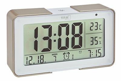 TFA Dostmann 60.2540 Despertador eletrónico Melody com diferentes tons de alarme (champanhe)