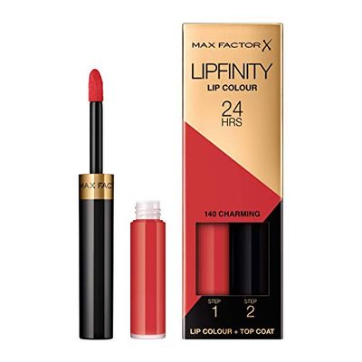 Max Factor - Lipfinity Lip Colour - Rossetto Lunga Durata e Gloss Idratante con Applicazione Bifase - Nuance 140 Charming - 2.3 ml e 1.9 g