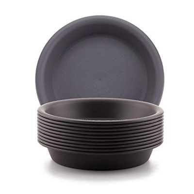 T4U Lot de 10 soucoupes Rondes en Plastique pour Plantes Grasses - 12 cm - pour retenir Les Gouttes d'eau et la Terre (Gris foncé)