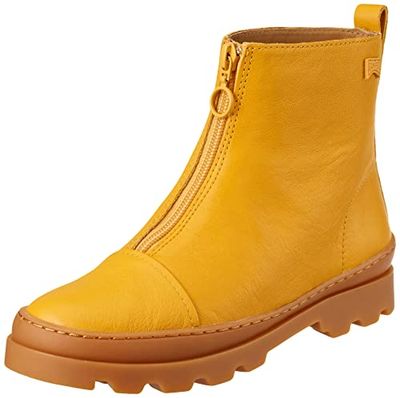 CAMPER Brutus Kids Unisex Mid Calf Boot voor meisjes, Grijs Stof Khaki Leer, 35 EU