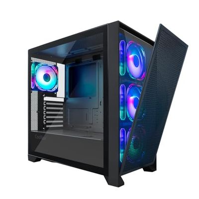 CoolBox Casella per computer Gaming ATX GE2000 DualView con doppio frontale intercambiabile, 4 ventole ARGB incluse, compatibile con raffreddamento liquido fino a 360 mm. Scatola PC Gamer, Torre PC