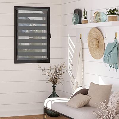 MADECOSTORE Rolgordijn dag nacht bijpassende ketting zonder boren – grijs antraciet – 56 x 190 cm (l x h)