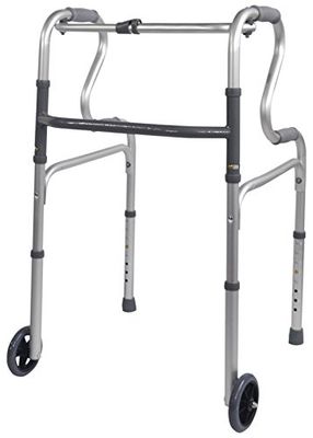 Aidapt Light Weight Aluminium Height Adjustable Duel Riser Folding Walking Frame Rehabilitation Aid with Wheels