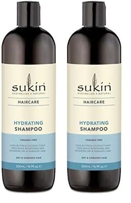 Sukin Natural Hydrating Shampoo, Coconut, 500 millilitre (Pack of 2)