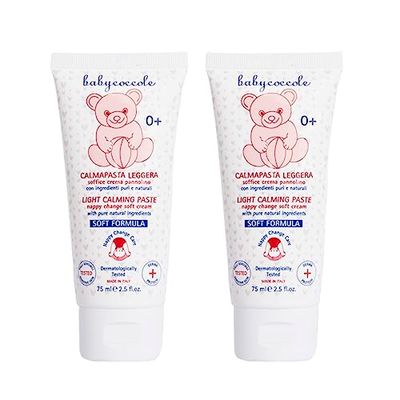 Babycoccole Set, 2 stuks, licht, zinkoxide, 10% luierverversingscrème tegen roodheid en irritatie, hydrateert, kalmeert en beschermt de huid. Natuurlijke ingrediënten - 2 x 75 ml