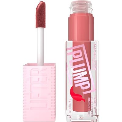 Maybelline New York, Lifter Plump, Brillo de Labios Voluminizador, Volumen Instantáneo y Duradero, Fórmula Picante, Tono Peach Fever , 5,4 ml