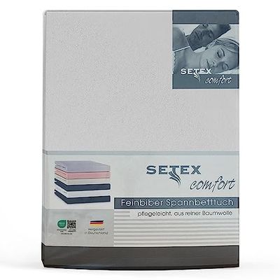 SETEX Feinbäver dra-på-lakan, 180 x 200 cm, 100% bomull, vit, 1210180200407002