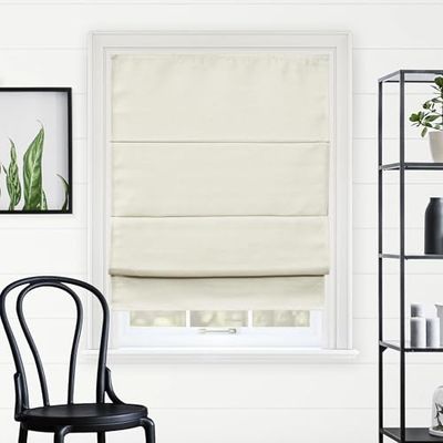 Chicology Cortinas Romanas inalámbricas Modernas de Tela en Cascada, Tratamiento de persiana, 83 Pulgadas de Ancho x 162 cm de Alto, Concha de Luna del Mar (opacidad)