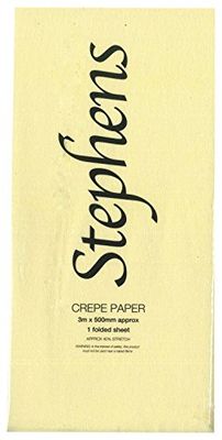 Stephens Lemon Yellow Crepe Paper, 3m x 0.5m, 40% Stretch, For Gift Wrapping, Paper Crafts, Decorations, Origami, Decoupage, Scrapbooking, Party Occasion