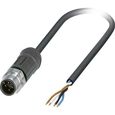 Phoenix Contact SAC-4P-M12MS/2.0-28X OD sensor/kabelkabel, 4-stifts, M12-kontakt rak, A-kodning, 2 m kabellängd, svartgrå