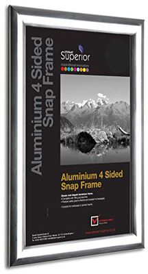 Seco A4 Aluminium 4 Zijdelings 25mm Snap Frame A2 gepolijst zilver.