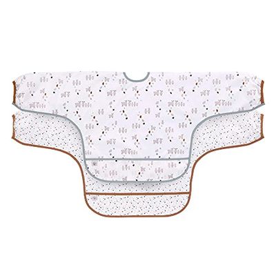 LÄSSIG Baby slabbetje met lange mouwen, 2 stuks, om te binden opvangbescherming/Long Sleeve Bib Tiny Farmer Sheep